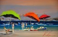 Bellezas bajo las sombrillas en la playa Kal Gajoum con textura